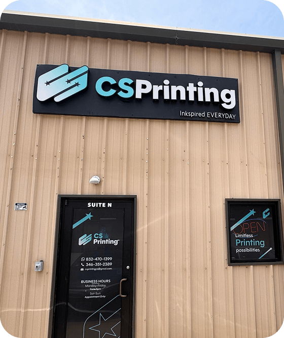 CS Printing storefront and entrance in Houston, Texas