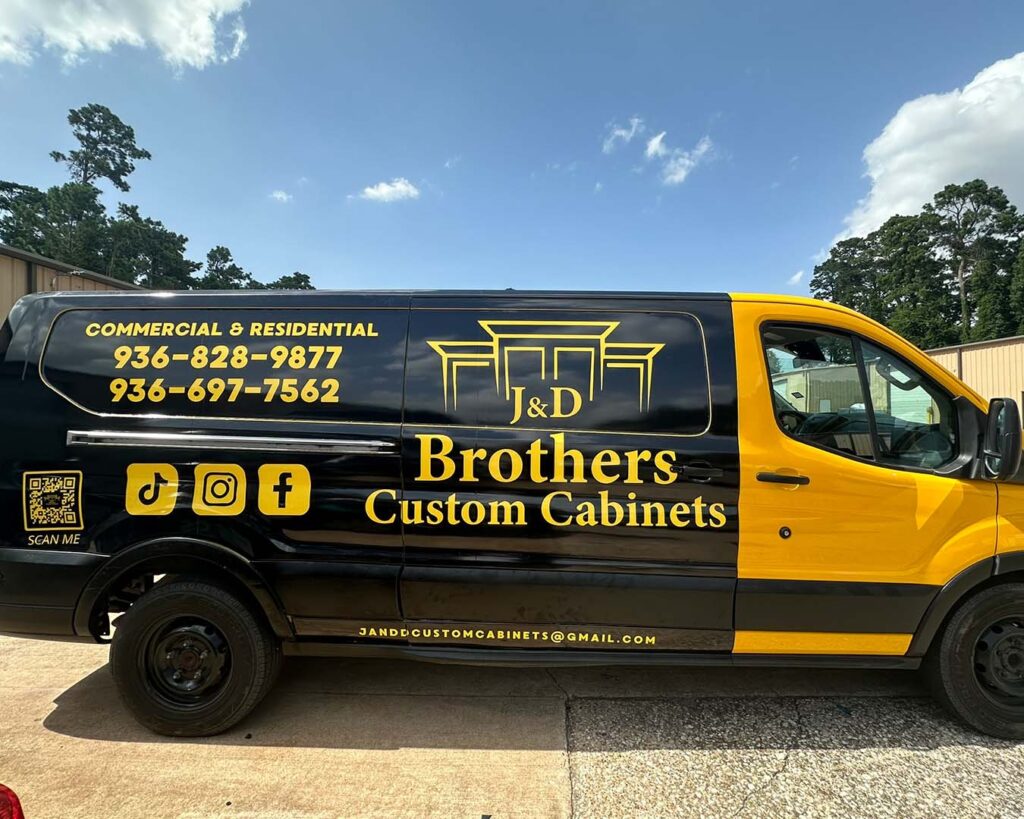 Truck wrap for Brothers Custom Cabinets, performed by CSPrinting in Houston, Texas